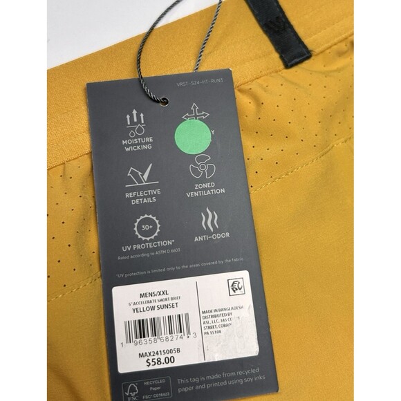 Men’s Shorts VRST Everyday 5" Accelerated Lined Yellow Sunset Size 2XL New - Picture 4 of 14